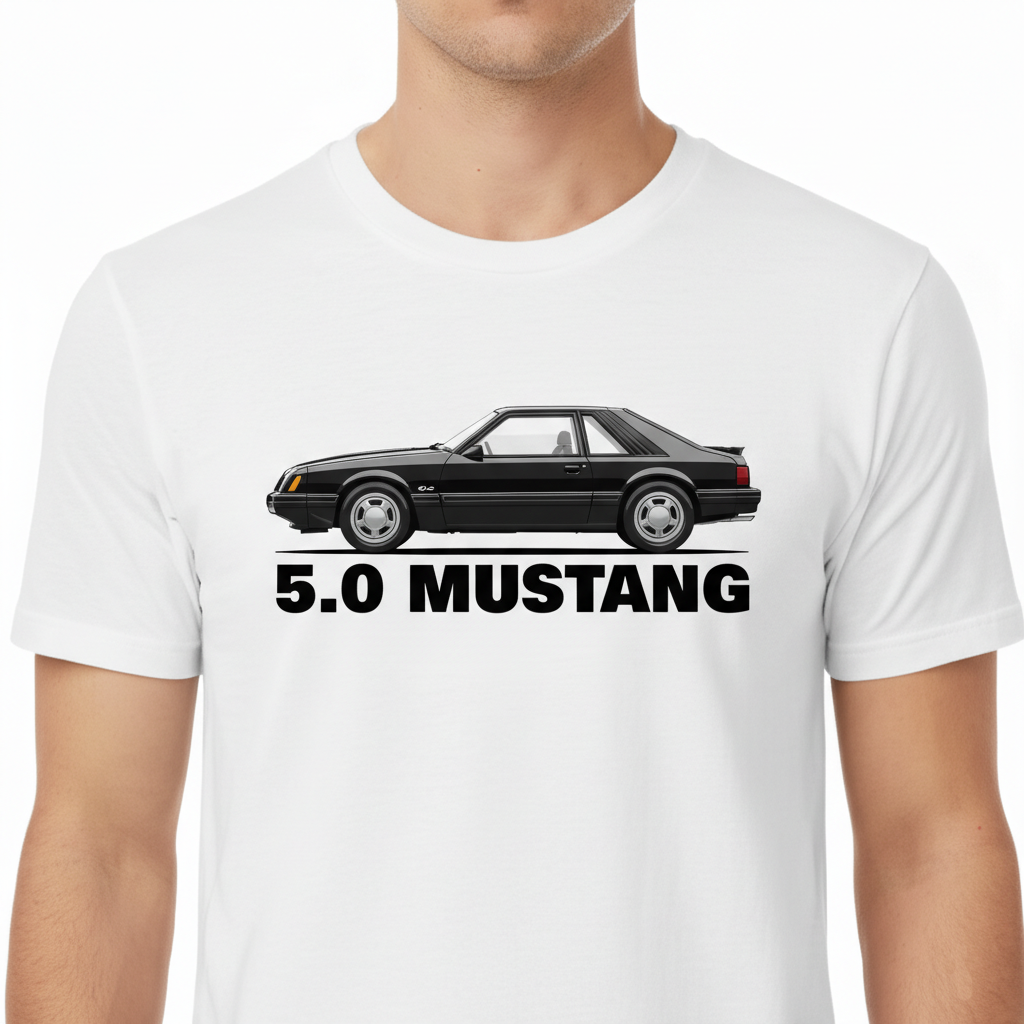 Black Ford Mustang GT 5.0 Hatchback T-shirt