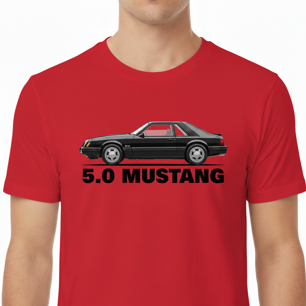 Black Ford Mustang GT 5.0 Hatchback T-shirt