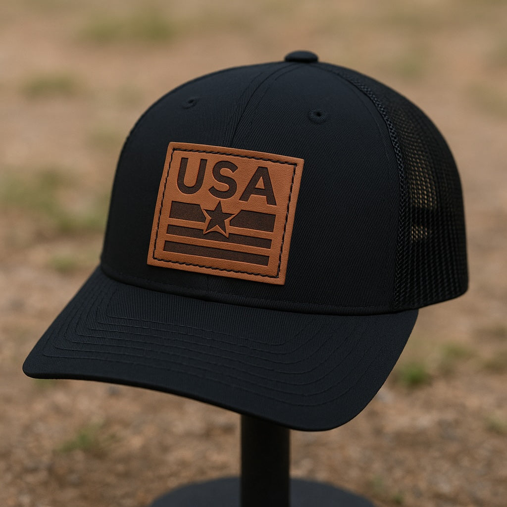 USA Hat with Leather Patch