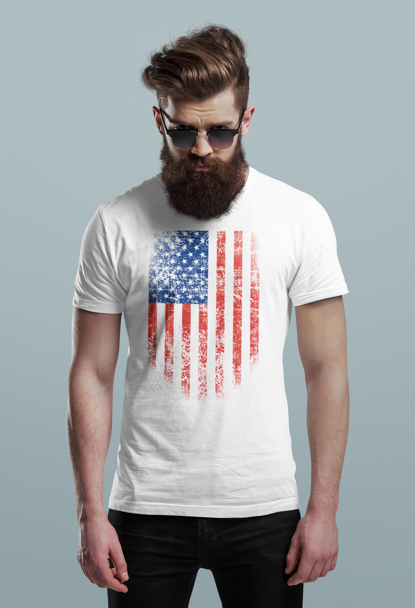 Distressed Drip American Flag T Shirt